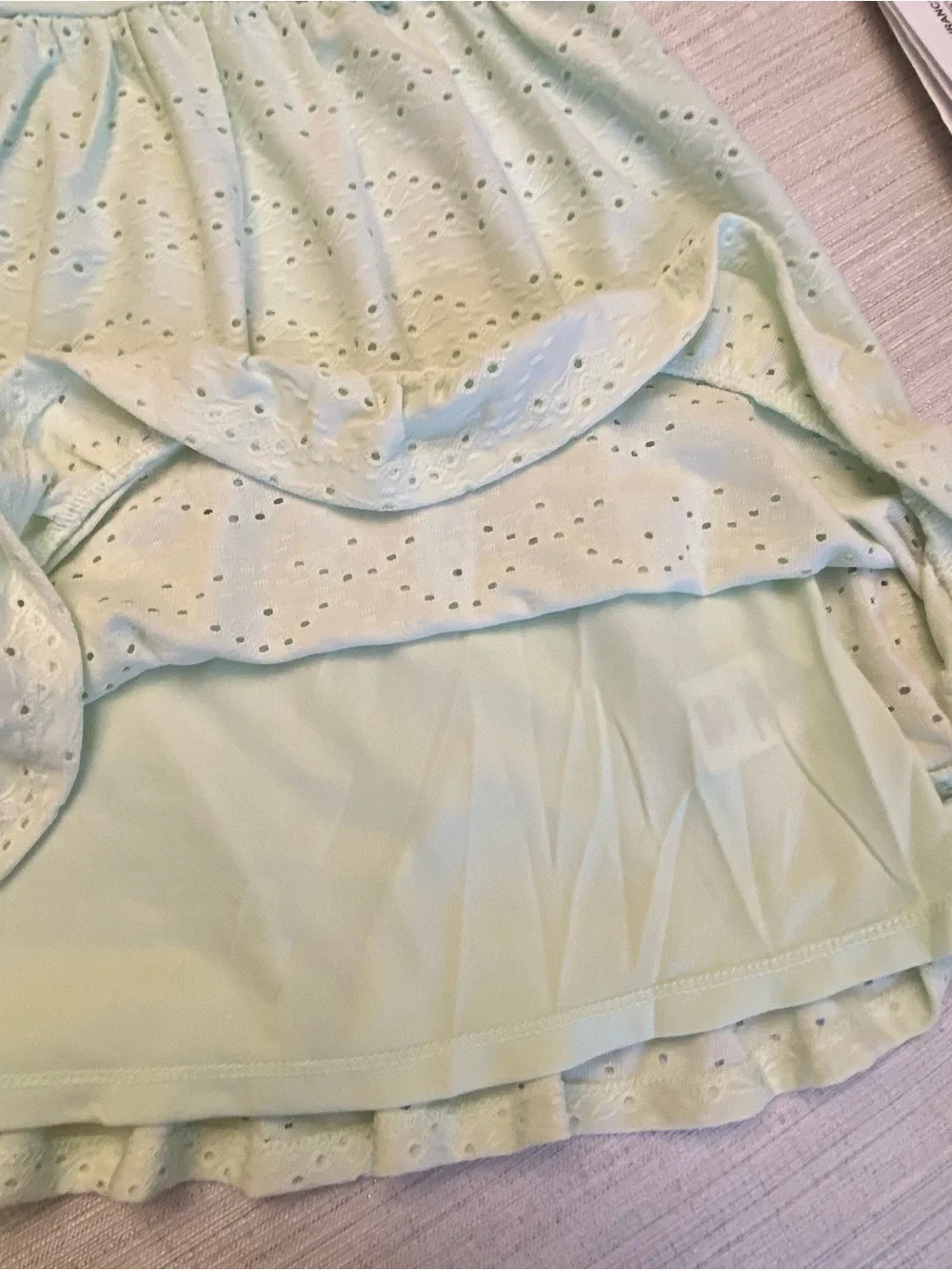Tahari Girl Mint Eyelet Ruffle Dress with Bow Size 4T, NWT